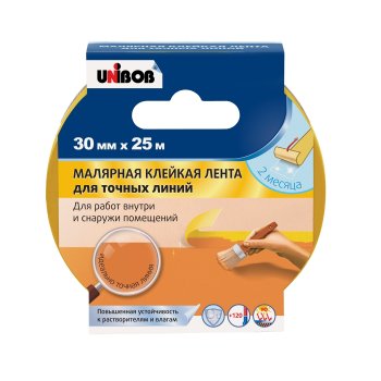 Лента малярная UNIBOB 30 мм х 25м белый