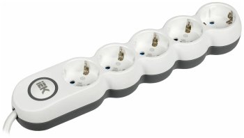 Удлинитель бытовой IEK UNO 5 розеток с выключателем с заземлением 1,5 м 16А белый IP20