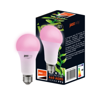 Лампа светодиодная Jazzway E27 15Вт для растенийК розовый груша (А)