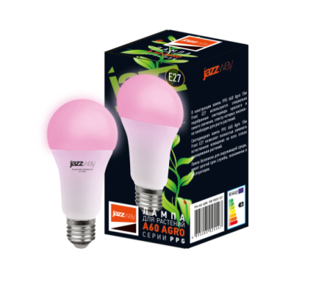 Лампа светодиодная Jazzway E27 15Вт для растенийК розовый груша (А)
