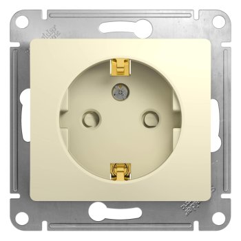 Розетка силовая одноместная встраиваемая Schneider Electric Glossa с заземлением, цвет бежeвый, арт. GSL000245