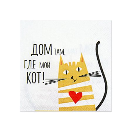 Салфетки бумажные Bouquet de Luxe Дом там где Кот 24х24см 25шт