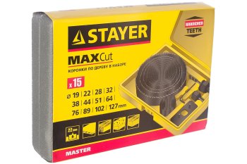 Набор коронок STAYER MaxCUT 19-127 мм по дереву