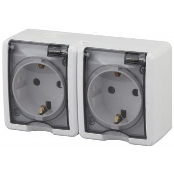 Розетка силовая накладная ЭРА Эксперт IP54 цвет белый,