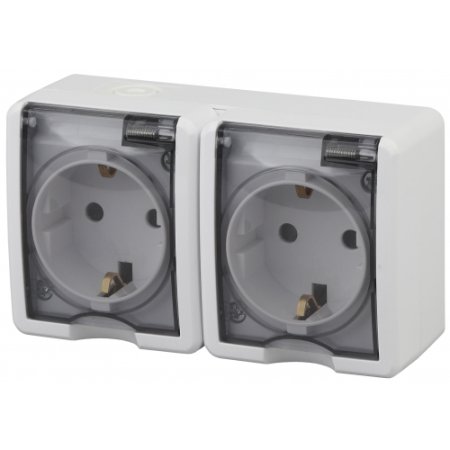 Розетка силовая накладная ЭРА Эксперт IP54 цвет белый,