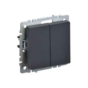 Выключатель встраиваемый IEK Brite 2 кл. графит, без подсветки, арт. BR-V20-0-10-K53