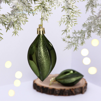 Набор елочных украшений Таинственное очарование Капля 8см цвет изумрудный 2шт