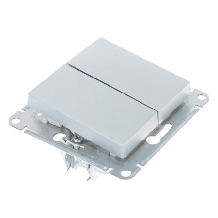 Выключатель встраиваемый Schneider Electric AtlasDesign 2 кл. алюминий, без подсветки, арт. ATN000351