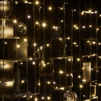 Гирлянда для дома занавес 2х3м белый теплый 240 LED ламп черный провод