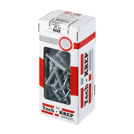 Дюбель распорный 6х40 мм 50 шт полипропиленовый с грибовидным бортиком