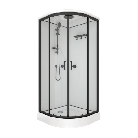 Кабина душевая Тритон Прайм-Блэк низкий поддон 90х90х219,5см универсальная прозрачное стекло