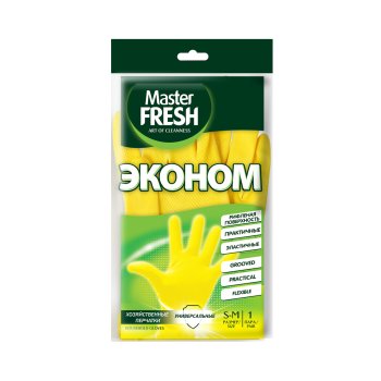 Перчатки латексные с х/б напылением Master Fresh ЭКО р.S-M, 1 пара