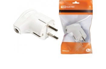 Вилка штепсельная TDM 16А 250В 2К+З белая угловая IP20