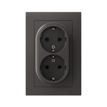 Розетка силовая двойная встраиваемая Schneider Electric AtlasDesign с заземлением, цвет базальт, арт. ATN001424