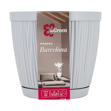 Кашпо с поддоном Barcelona 1,8л Ø15,5см утренний туман