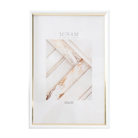 Фоторамка с золотой полоской 30х21см цвет белый