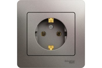 Розетка силовая одноместная встраиваемая Schneider Electric Glossa с заземлением, цвет платина, арт. GSL001245