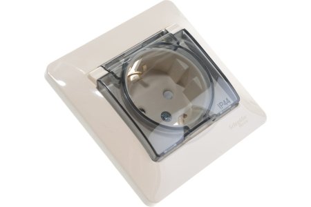 Розетка силовая одноместная встраиваемая Schneider Electric Glossa с заземлением, цвет бежeвый, арт. GSL000248