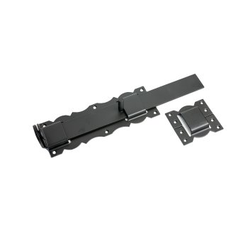 Засов с проушиной фигурный Домарт 420х180 мм черный