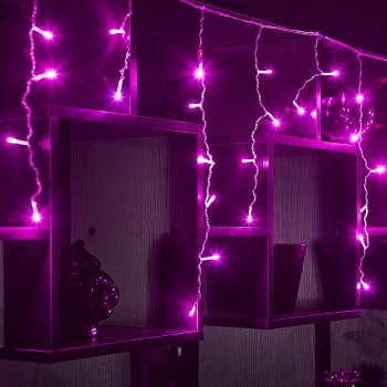 Гирлянда для дома бахрома 2м розовый 48 LED ламп прозрачный провод