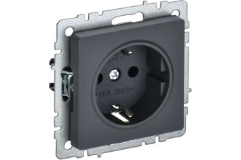 Розетка силовая одноместная встраиваемая IEK Brite с заземлением, цвет графит, арт. BR-R11-16-K53