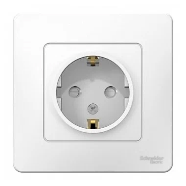 Розетка силовая одноместная встраиваемая Schneider Electric Blanca с заземлением, цвет белый, арт. BLNRS001111