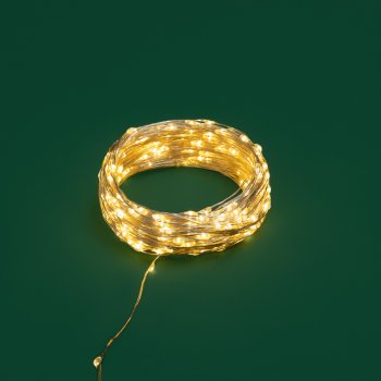 Гирлянда для улицы роса 30м белый теплый 300 LED ламп прозрачный провод