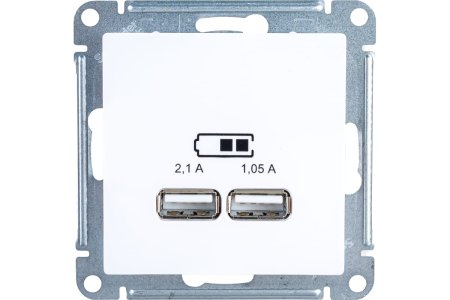 Розетка USB двойная встраиваемая Schneider Electric AtlasDesign цвет белый, арт. ATN000133