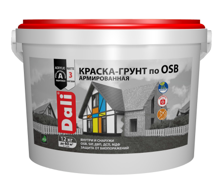 Краска Dali акриловая по OSB белая 12 кг матовая
