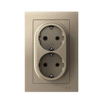 Розетка силовая двойная встраиваемая Schneider Electric AtlasDesign с заземлением, цвет шампань, арт. ATN000524