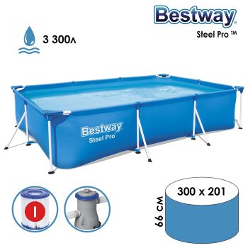Бассейн каркасный Bestway Steel Pro 300х201х66см 3300л