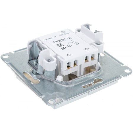 Выключатель встраиваемый Schneider Electric AtlasDesign 2 кл. алюминий, без подсветки, арт. ATN000351