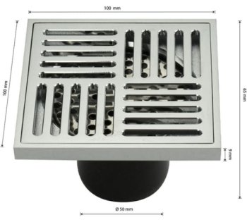 Трап вертикальный прямой  100х100х50мм хром