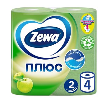 Бумага туалетная Zewa Плюс Яблоко 4шт