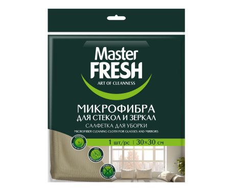 Салфетка для уборки для стекол и зеркал Master Fresh 30х 30см 1шт