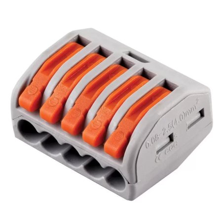 Клемма быстрозажимная с рычажком STEKKER LD222-415 0,08-4 мм2 5-проводная без пасты уп.5шт.