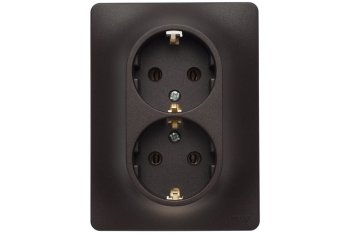 Розетка силовая двойная встраиваемая Schneider Electric Glossa с заземлением, цвет шоколад, арт. GSL000824