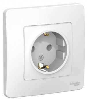 Розетка силовая одноместная встраиваемая Schneider Electric Blanca с заземлением, цвет белый, арт. BLNRS001011