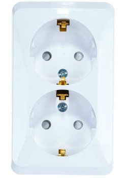 Розетка силовая двойная накладная Schneider Electric Этюд с заземлением, цвет белый, арт. PA16-008B