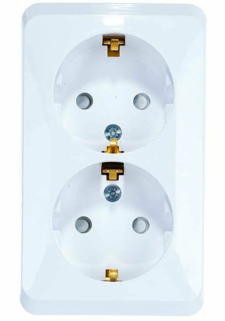 Розетка силовая двойная накладная Schneider Electric Этюд с заземлением, цвет белый, арт. PA16-008B