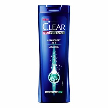 Шампунь CLEAR MEN 2 в 1 Активспорт для всех типов волос 400 мл мужской против перхоти