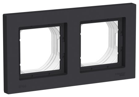 Рамка Schneider Electric AtlasDesign Aqua IP44 2 поста, цвет карбон, арт. ATN441002