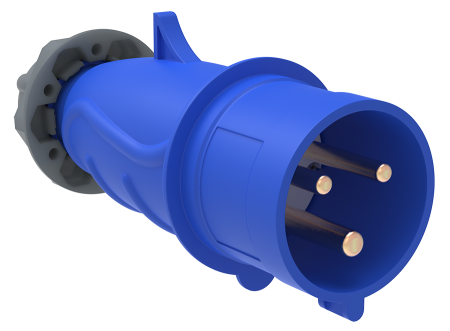 Вилка силовая переносная IEK 16А 220В 2К+З синяя прямая IP44