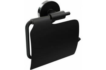 Держатель для туалетной бумаги настенный черный LORD с крышкой