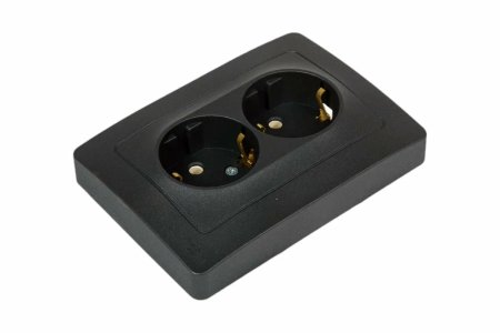 Розетка силовая двойная встраиваемая Schneider Electric Blanca с заземлением, цвет антрацит, арт. BLNRS001026