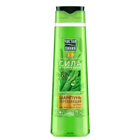 Шампунь Чистая линия женский Крапива, укрепляющий для всех типов волос питание 400 мл