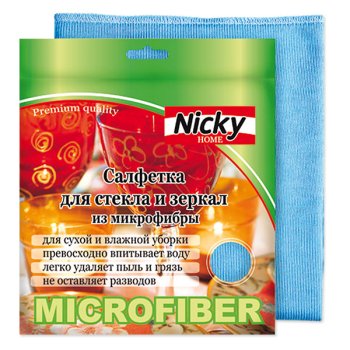 Салфетки для уборки для стекол и зеркал Nicky Home 35х 30см 1шт