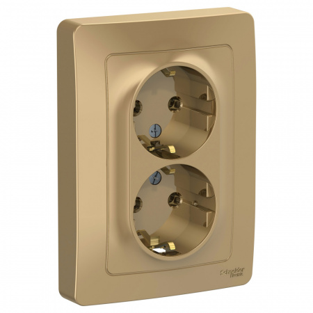 Розетка силовая двойная встраиваемая Schneider Electric Blanca с заземлением, цвет титан, арт. BLNRS001024