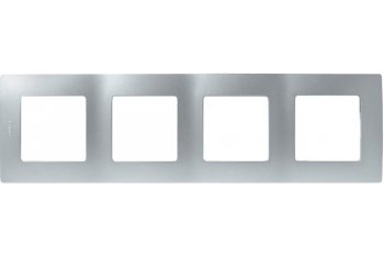 Рамка Legrand Etika 4 поста, цвет алюминий, арт. 672554