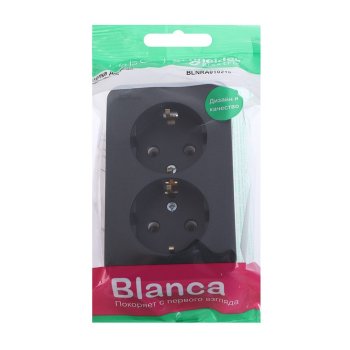 Розетка силовая двойная накладная Schneider Electric Blanca с заземлением, цвет антрацит, арт. BLNRA010216